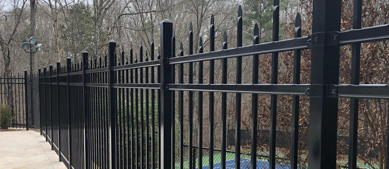 Commercial black aluminum fencing